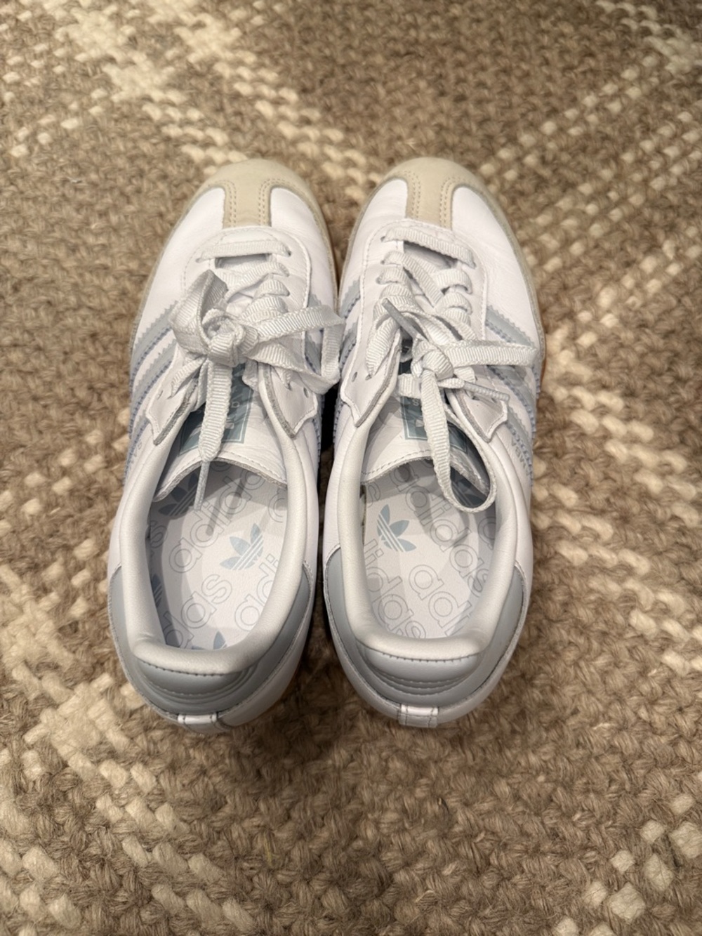 adidas White and Light Beige Retro Runner Sneakers